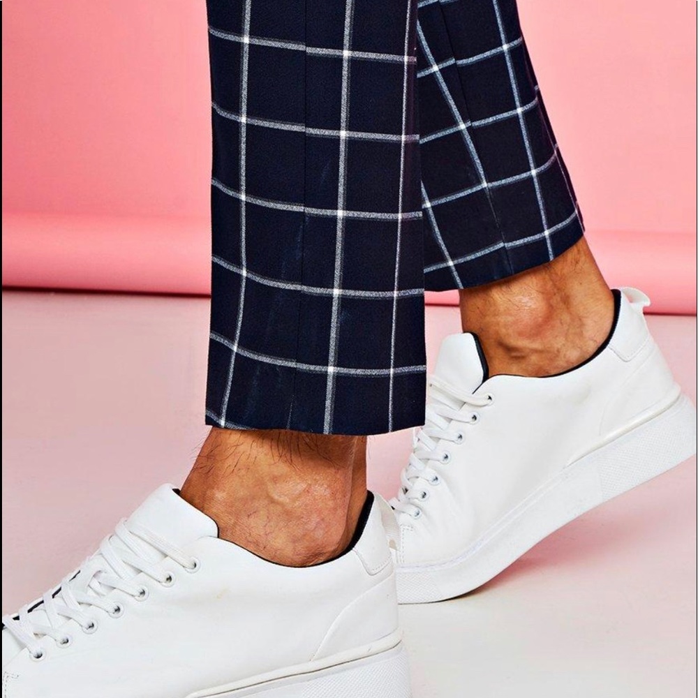 BOOHOO SKINNY LARGE SCALE WINDOWPANE CHECK SUIT PANTS Size 32R - Picture 4 of 8